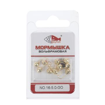 Мормышка вольф. SKYFISH "Шар граненый с отверстием", золото №16-5.0-GO