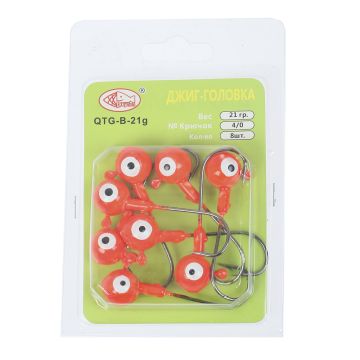 Джиг головка крашеная "Шар", Вес: 21 гр. Цвет: красный