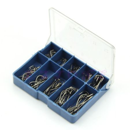 Набор крючков разных размеров в коробочке Цвет: синий