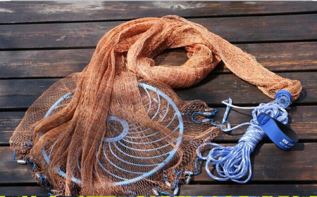 Кастинговая сеть с большим кольцом (американский тип), диаметр 3,6 метра, капрон