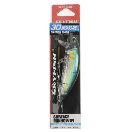 Воблер SKYFISH "3D INAHORE" SURFACE MINNOW(F) 90 мм, 11 гр, цвет: 02#